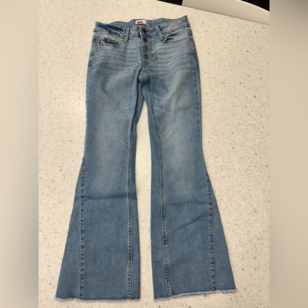 Girls Flare / Faux button fly Blue Jeans